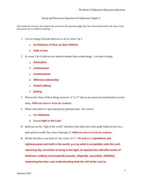 Most of BFF articles such as this one is nicely formatted for printing. . Ephesians 1 bible study questions and answers